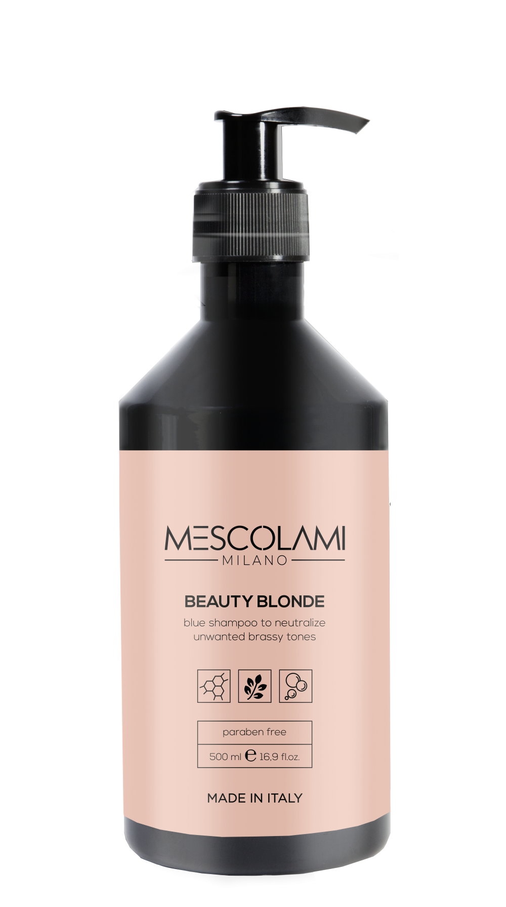 MESCOLAMI BEAUTY BLONDE Blue Shampoo 500 ml, Silbershampoo gegen Gelbstich